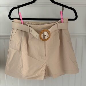 Beige Women's Shorts with Belt